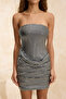 Gümüş Straplez Bodycone/Vücudu Saran Kısa / Mini Elbise TPRSS26EL00033 - 3