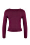 Plum Fitted/Fitted to the Body V-Neck Long-Sleeved Stretch Knitted Blouse Twoss26Bz00244 - 6