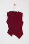 Bordo Fitted/Vücuda Oturan Kolsuz Asimetrik Pamuklu Esnek Örme Bluz TWOSS26BZ00081 - 5