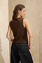 Kahverengi Fitted/Vücuda Oturan V Yaka Düğmeli Kolsuz İnterlok Örme Bluz TWOSS26BZ00180 - 4