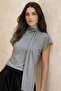 Antrasit Fitted/Vücuda Oturan Fular Yaka Ay Kol %100 Pamuk Örme Bluz TWOSS26BZ00234
