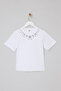 Beyaz Regular/Normal Kalıp Aksesuar Detaylı Tok %100 Pamuk Örme T-Shirt TWOSS26TS00007 - 5