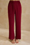 Bordo Dikiş Detaylı Rahat Kalıp Viskon Dokuma Pijama Takımı THMSS26PT00003 - 3