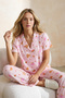 Pembe-Çok Renkli %100 Pamuklu Eğlence Desenli Örme Pijama Takımı THMSS26PT00008