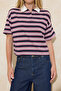 Navy Blue Striped Regular/Normal Fit Polo Neck Tok Cotton Knitted T-Shirt Twoss26Ts00032 - 3