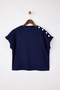 Lacivert Regular/Normal Kalıp Dik Yaka Aksesuar Detaylı Crop Soft Touch Örme Bluz TWOSS26BZ00021 - 5