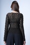 Women's Black Boat Neck See-Through Lace Blouse Alc-X15043 - 6