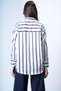 Women's Navy Blue-Striped Wide-Cuff Striped Satin Shirt Alc-X14968 - 7