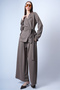 Brown Self-Belted Long Jacket and Double Pocket Trousers Set Alc-X15042 - 7