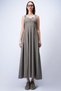 Women's Khaki Thick Strap Skirt Pleated Maxi Length Dress Alc-X15049 - 6