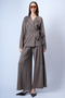 Brown Self-Belted Long Jacket and Double Pocket Trousers Set Alc-X15042 - 2