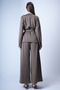 Brown Self-Belted Long Jacket and Double Pocket Trousers Set Alc-X15042 - 8