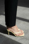 Yellow Square Toe Flip Flops Women's 8.5 cm Thin Heeled Slippers Takss25To00096