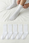 White 5'Li Package Economic Package Cotton Textured College-Tennis-Medium Length Socks Tmnss24Co00006