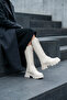Ds Hera Beige Women's Heeled Zippered Lace-Up Boots Casual Shoes Winter Boots - 4