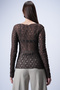 Women's Bitter Brown Boat Neck Transparent Lace Blouse Alc-X15043 - 7