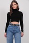 Black Turtleneck Crop Knit Sweater Alc-X14923 - 2