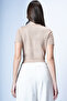 Beige Crew Neck Heart Embroidered Pearl Decorated Camisole Blouse Alc-X15088 - 5