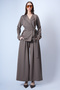 Brown Self-Belted Long Jacket and Double Pocket Trousers Set Alc-X15042 - 4