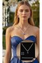 Rose Blue Crystal Stone Jewelry Set Necklace Earrings Bracelet Gift Set Wedding Engagement Promise Wedding Jewelry Set