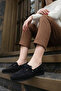 Black Suede Loafer Women's Shoes 20481