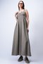 Women's Khaki Thick Strap Skirt Pleated Maxi Length Dress Alc-X15049 - 5