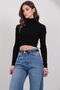 Black Turtleneck Crop Knit Sweater Alc-X14923 - 4
