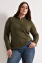 Khaki Collar Detailed Soft Textured Knitwear Sweater Tbbaw26An00080 - 7