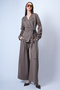Brown Self-Belted Long Jacket and Double Pocket Trousers Set Alc-X15042 - 6