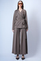 Brown Self-Belted Long Jacket and Double Pocket Trousers Set Alc-X15042 - 3
