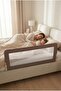 Premium 150X65 cm Bed Barrier with Leather Cover, Folding Bed Rail, Brown