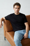 Siyah Wardrobe Essentials Regular/Normal Kesim Dokulu Kaşkorse Basic T-Shirt TMNSS26TS00002