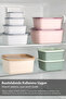 مجموعة من 6 حاويات تخزين مربعة مخططة - منظم مناسب للميكروويف، حاويات طعام بـ 6 أحجام، لون رمادي - 4