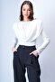 Women's Ecru Crew Neck Shoulders Draped Fixed Shawl Detailed Knitted Blouse Alc-X15063 - 6