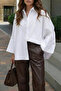 White Wide-Cuff Oversized Woven Shirt TWOAW26GO00130 - 2