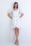 Navy Blue Watermelon Sleeve Lined Embroidered Scallop Woven Dress Alc-X15177 - 5