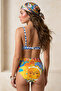 Tropikal Desenli Balconette Kaplı Yüksek Bel Regular Bikini Takımı TBESS26BT00014 - 3