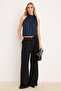 Anthracite Regular/Normal Fit Stand Collar Sleeveless Gathered Modal Single Jersey Knitted Blouse Twoss26Bz00335 - 2
