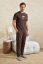 Kahverengi Regular Slogan Homewear Pijama Takımı TMNSS26PT00002 - 2