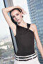 Limited Edition Brown Fitted Asymmetric Collar Accessory Snap Fastener Knitted Bodysuit Twoss26Bd00003