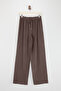 Kahverengi Keten Karışımlı Geniş Paça Tencel Pantolon TDRSS26PL00008 - 5