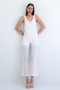 White Straps Scallop Embroidery Lined Woven Jumpsuit Alc-X15181 - 4