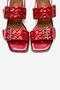 Blob Red Patent Leather Women's Sandals with Silver Buckle - 2