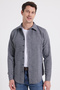 Men's slim fit long sleeve plain winter lumberjack gray shirt - 7