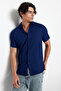 Lacivert Regular Fit Kısa Kol Yazlık Dokulu Bürümcük Örme Gömlek TMNSS23GO00055 - 3