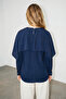 Navy Blue Cape Detailed Modal Shirt Tdrss26Go00009 - 3