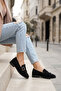 Black Suede Women's Loafer Shoes 21385 - 3