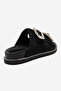 Dungeon Black Knitted Double-Strapped Stone Buckle Women's Slippers - 5