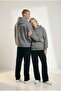 Unisex Oversize Savage Graphic Printed Thick Hooded Sweatshirt Gray - 3