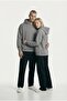 Unisex Oversize Savage Graphic Printed Thick Hooded Sweatshirt Gray - 4